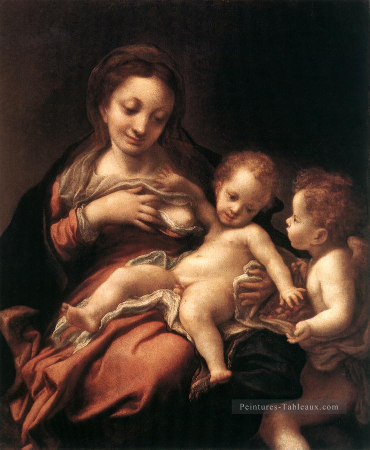 Vierge à l’enfant avec un ange Renaissance maniérisme Antonio da Correggio Peintures à l'huile